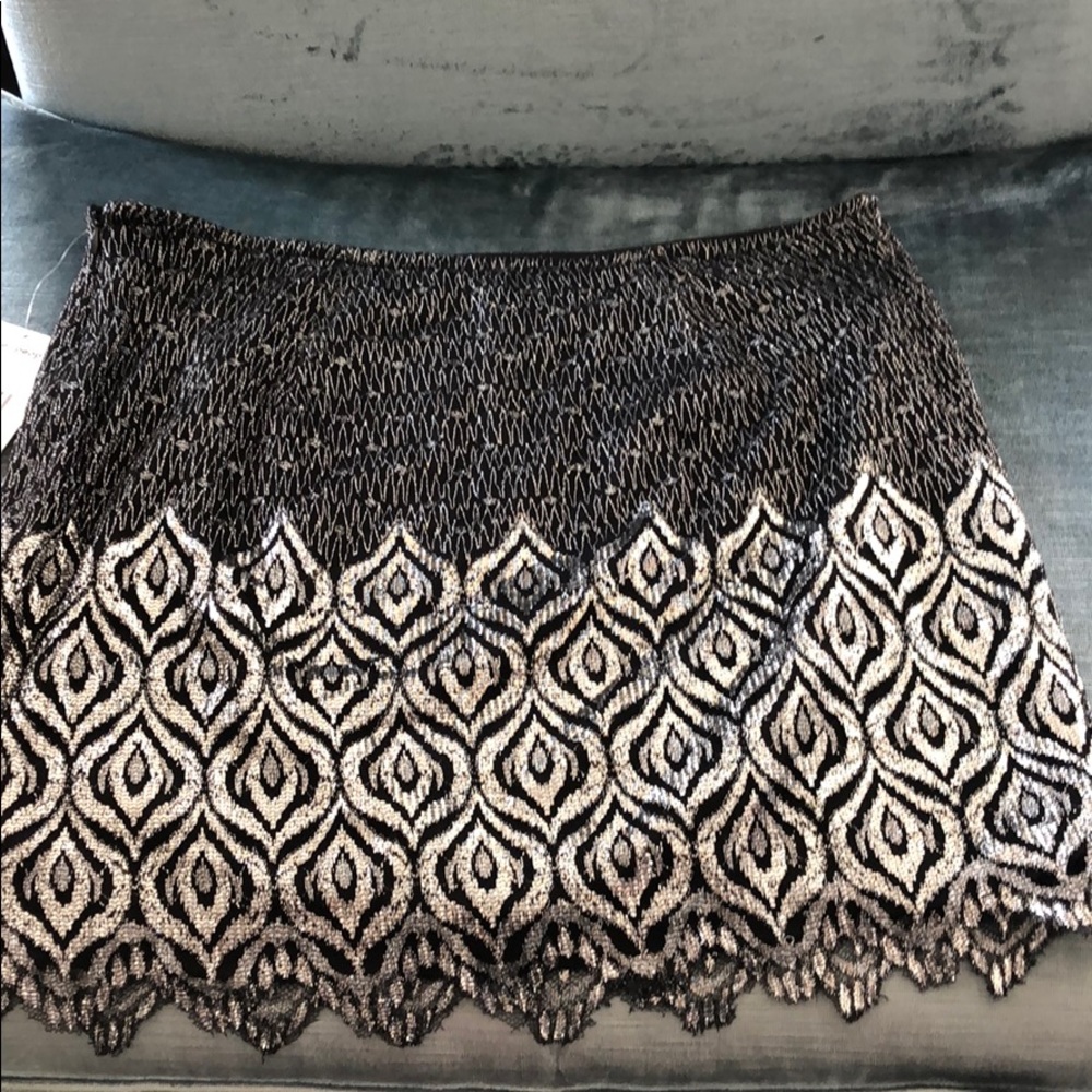 Free People Stunning Silver/Black Lace Skirt,10